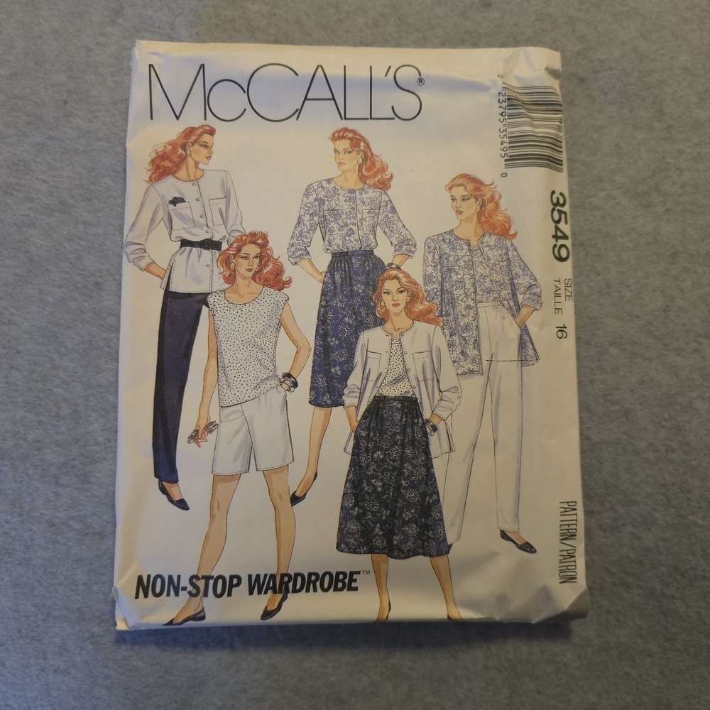 Fab VTG 88 McCALLS 3549 Womens Shirt Top Pants Shorts & Skirt Size 16 Uncut